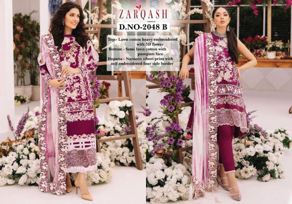 Zarqash Ariana Designer Cotton Embroidery Pakistani Salwar